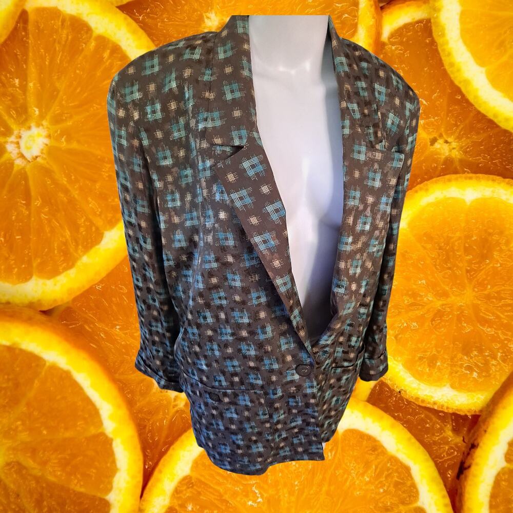 Vintage‎ Anne Klein II Brown and Blue Blazer Size Small